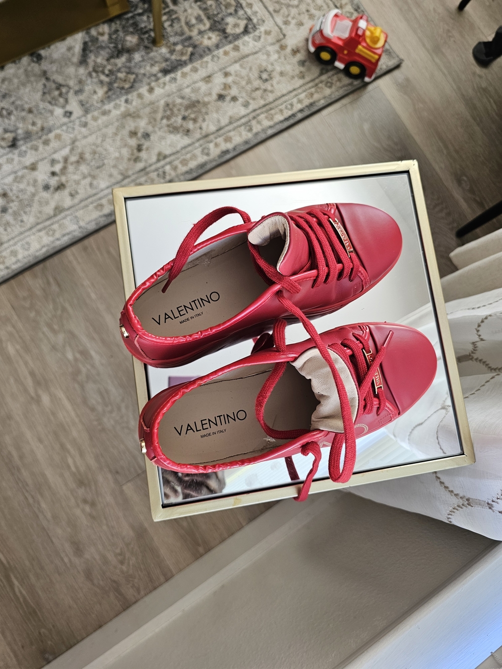 Mario Valentino Red Platform Lace-Up Sneakers - Picture 4 of 5